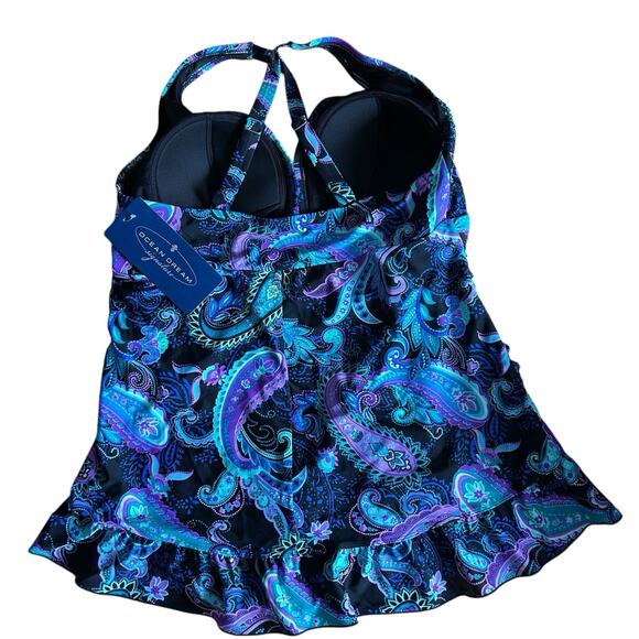Ocean Dream Signature Women’s One Piece Blue Paisley Multicolor Swimsuit 18W NWT - Picture 5 of 12